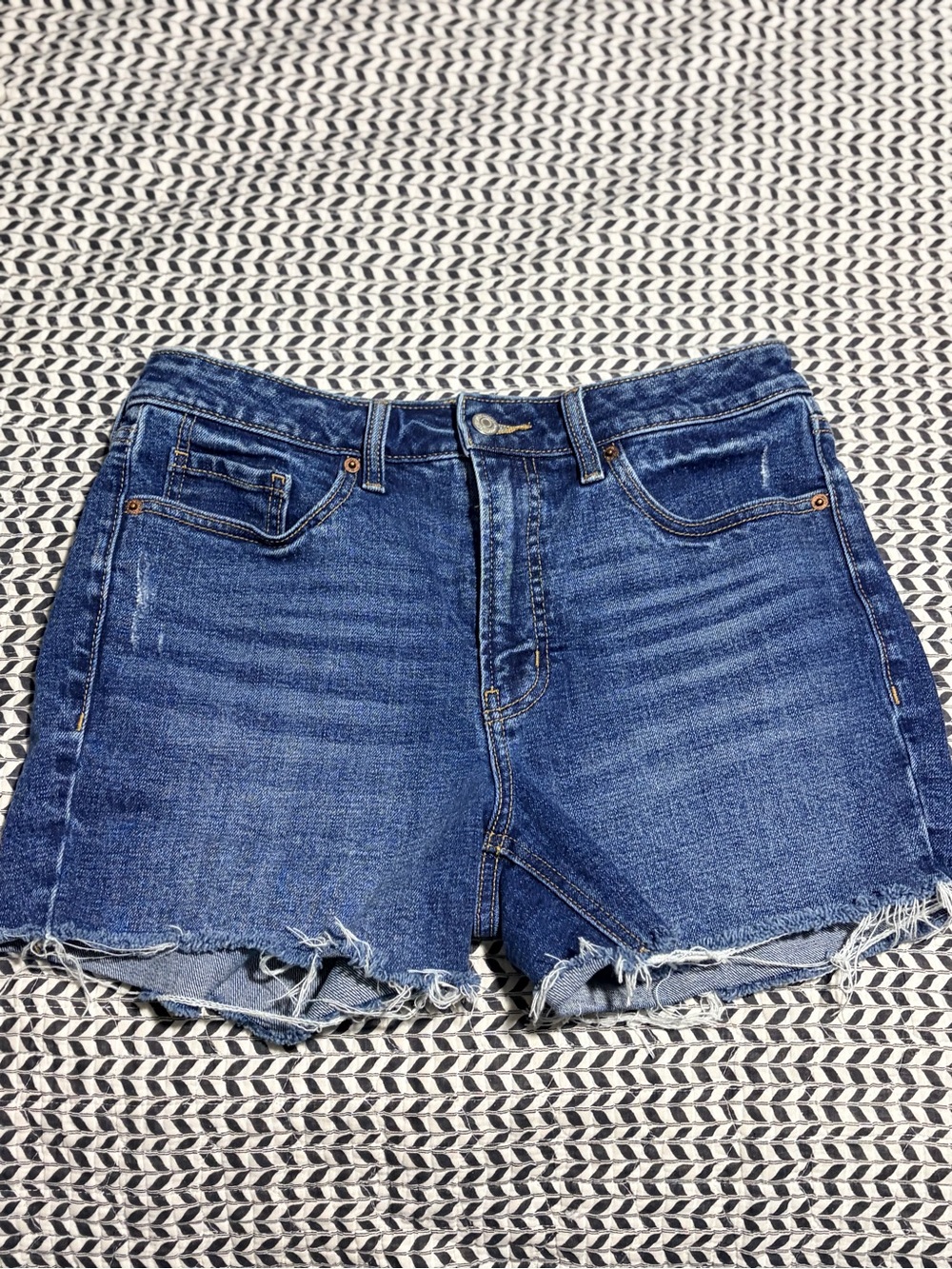 Old Navy Dark Blue Frayed Hem Denim Shorts